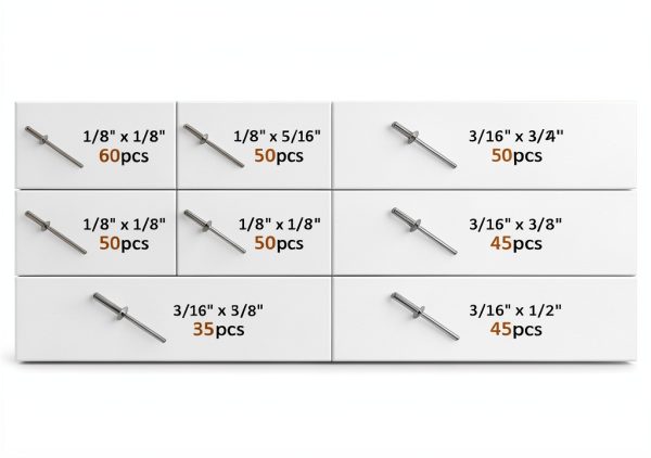 ISPINNER Aluminum Blind Rivets 385pcs Assortment Kit 8 Sizes Silver-1