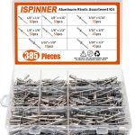 ISPINNER Aluminum Blind Rivets 385pcs Assortment Kit 8 Sizes Silver-0