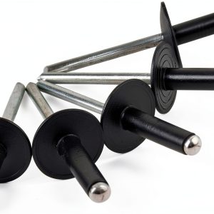 ISPINNER 100pcs 3/16" x 1" Large Flange Aluminum Blind Rivets, Pop Rivets Grip Grange 18-20mm (Black)-0