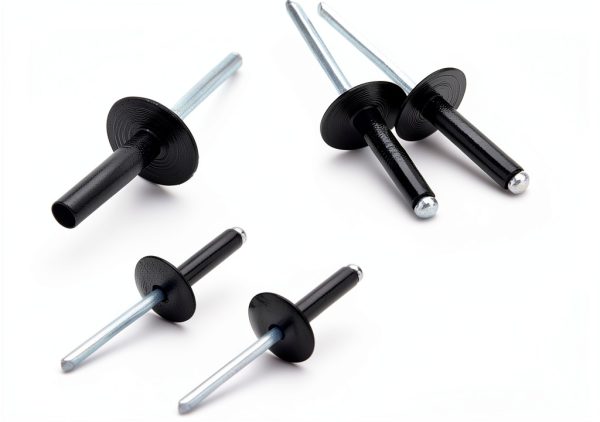 ISPINNER 100pcs 3/16" x 1" Large Flange Aluminum Blind Rivets, Pop Rivets Grip Grange 18-20mm (Black)-1
