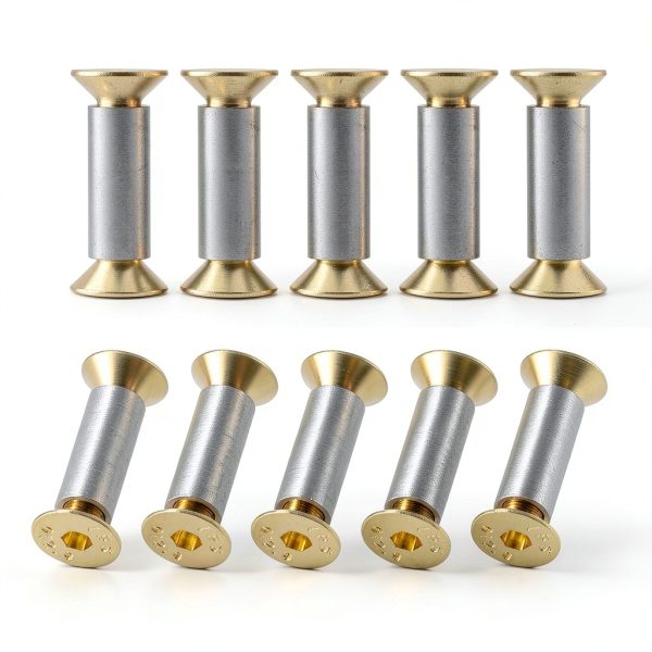 10 Packs Knife Handle Screws Rivets Bolts Fasteners, Gold Hex Flat Head Screws, Knives Maker Screws for Fixing Blade Knife-0