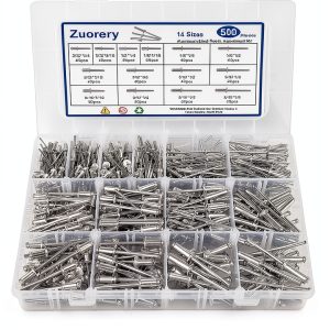 Pop Rivets 500pcs Kit by Zuorery 14 Sizes Aluminum Blind Rivets-0
