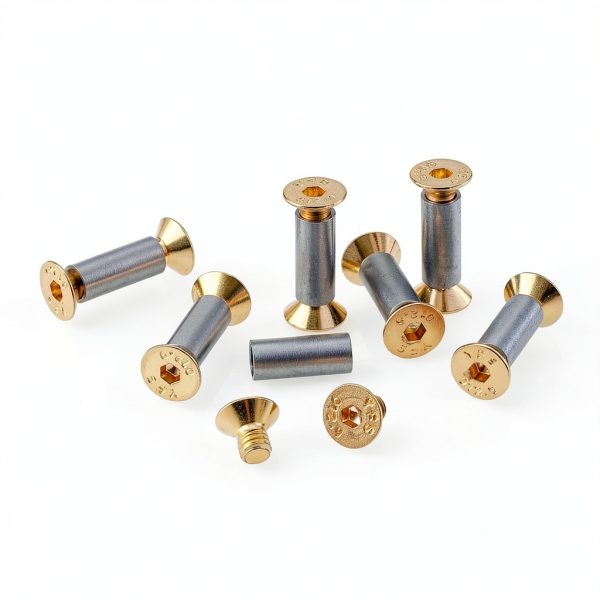 10 Packs Knife Handle Screws Rivets Bolts Fasteners, Gold Hex Flat Head Screws, Knives Maker Screws for Fixing Blade Knife-4