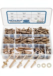 450Pcs 304 Stainless Steel Pop Rivets with Washers Assortment Kit,1/8" 3/16" 1/4" Assorted Blind Rivets 8 SAE Sizes,DIY/Home/Automotive Repairs-0