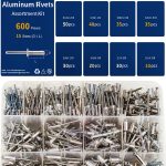 Linkup 600pcs Aluminum Pop Rivet Kit – 15 Sizes Silver Blind Rivets-0